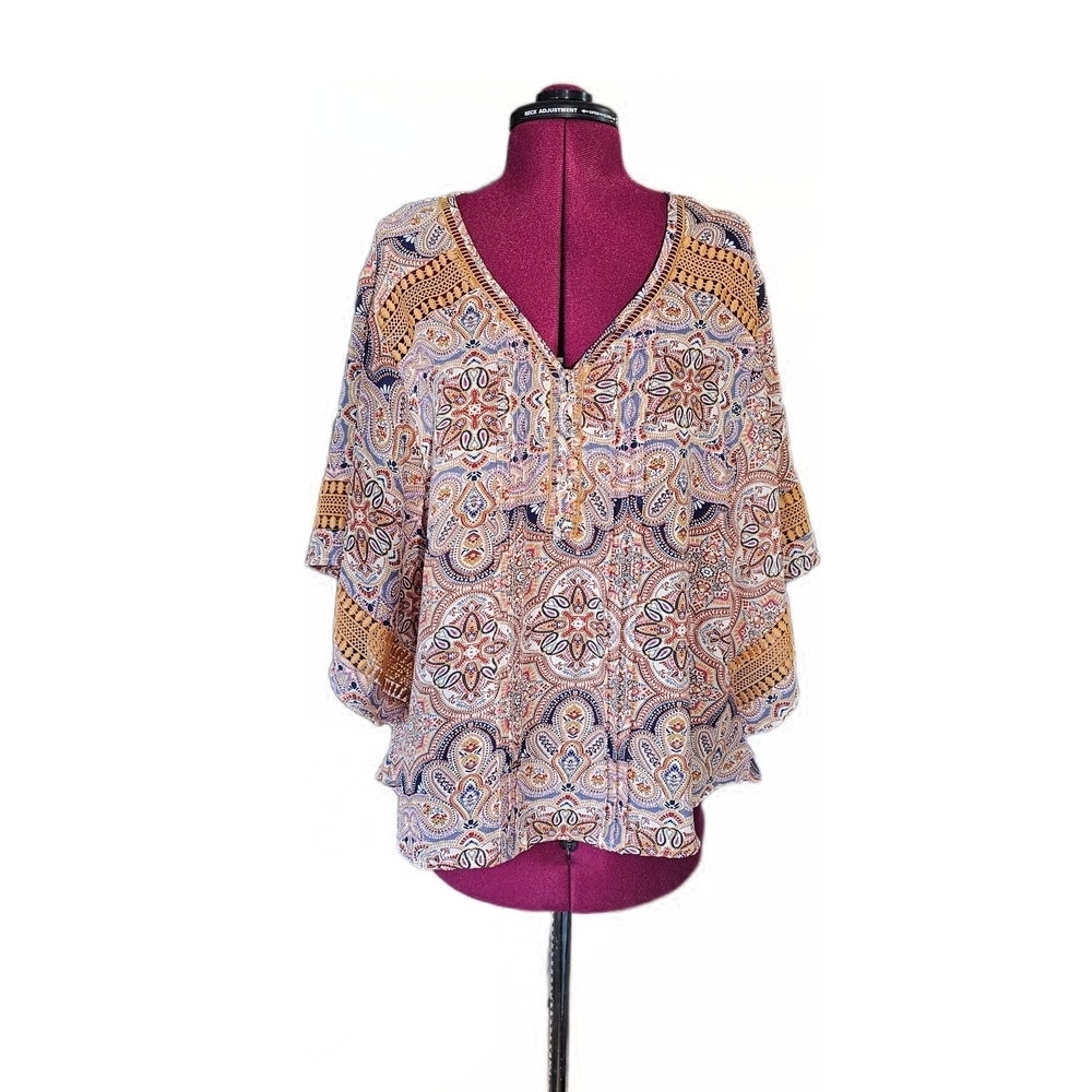 Zac & Rachel Boho Paisley Flowy Lightweight Blouse
